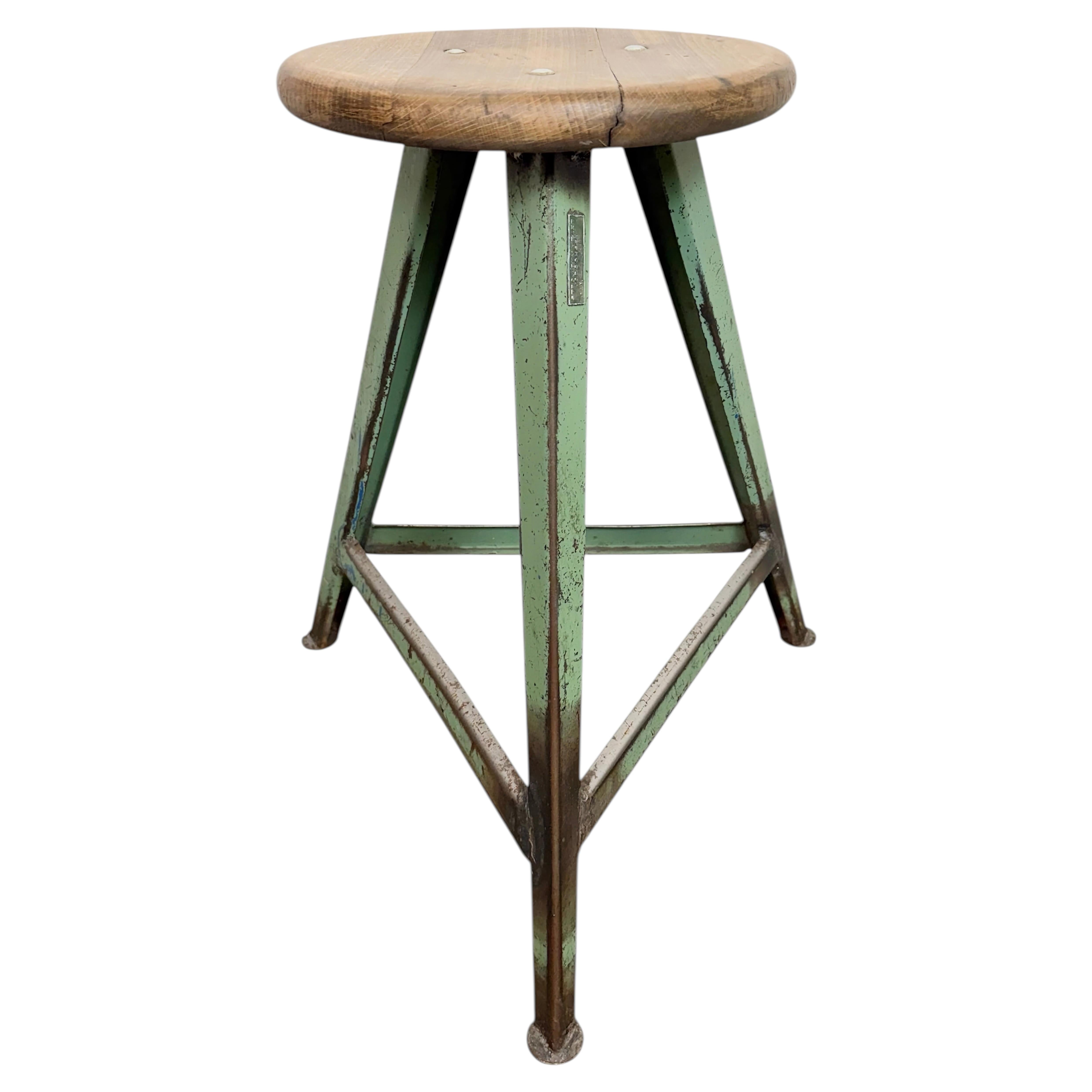 Green Industrial Workshop Stool, 1960s For Sale