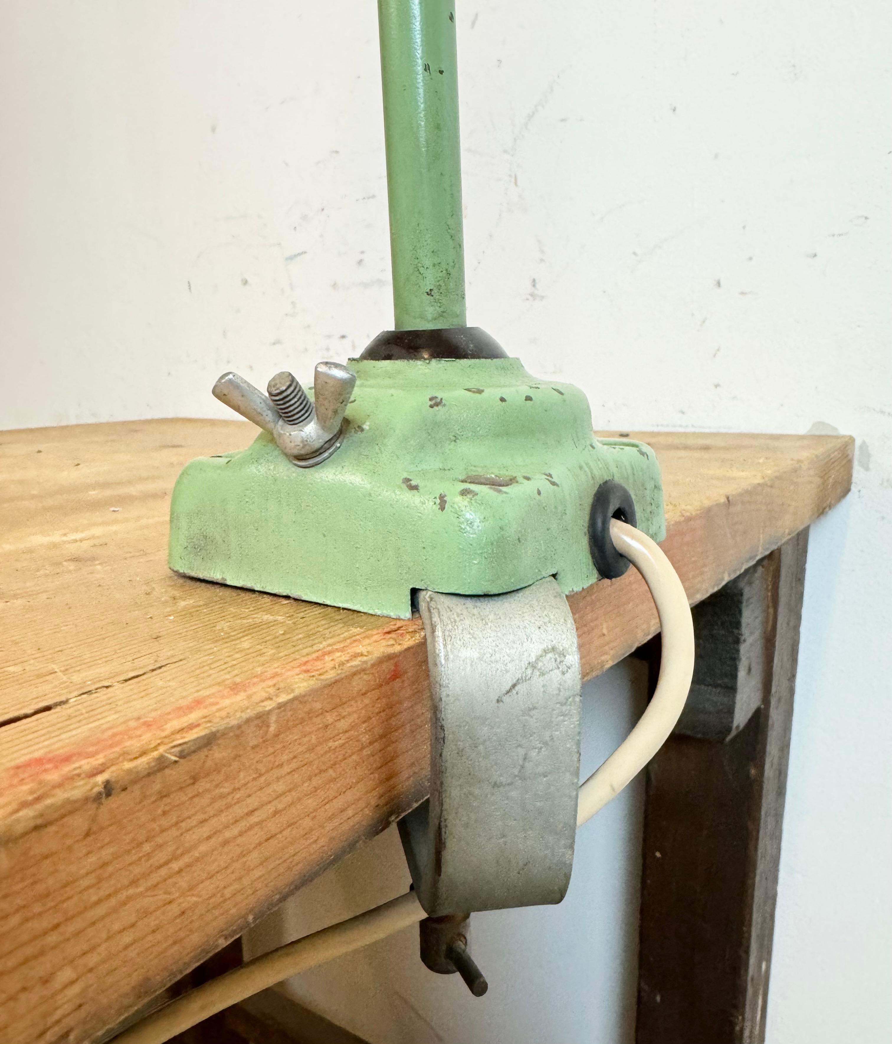 Green Industrial Workshop Table Lamp, 1960s In Good Condition For Sale In Kojetice, CZ