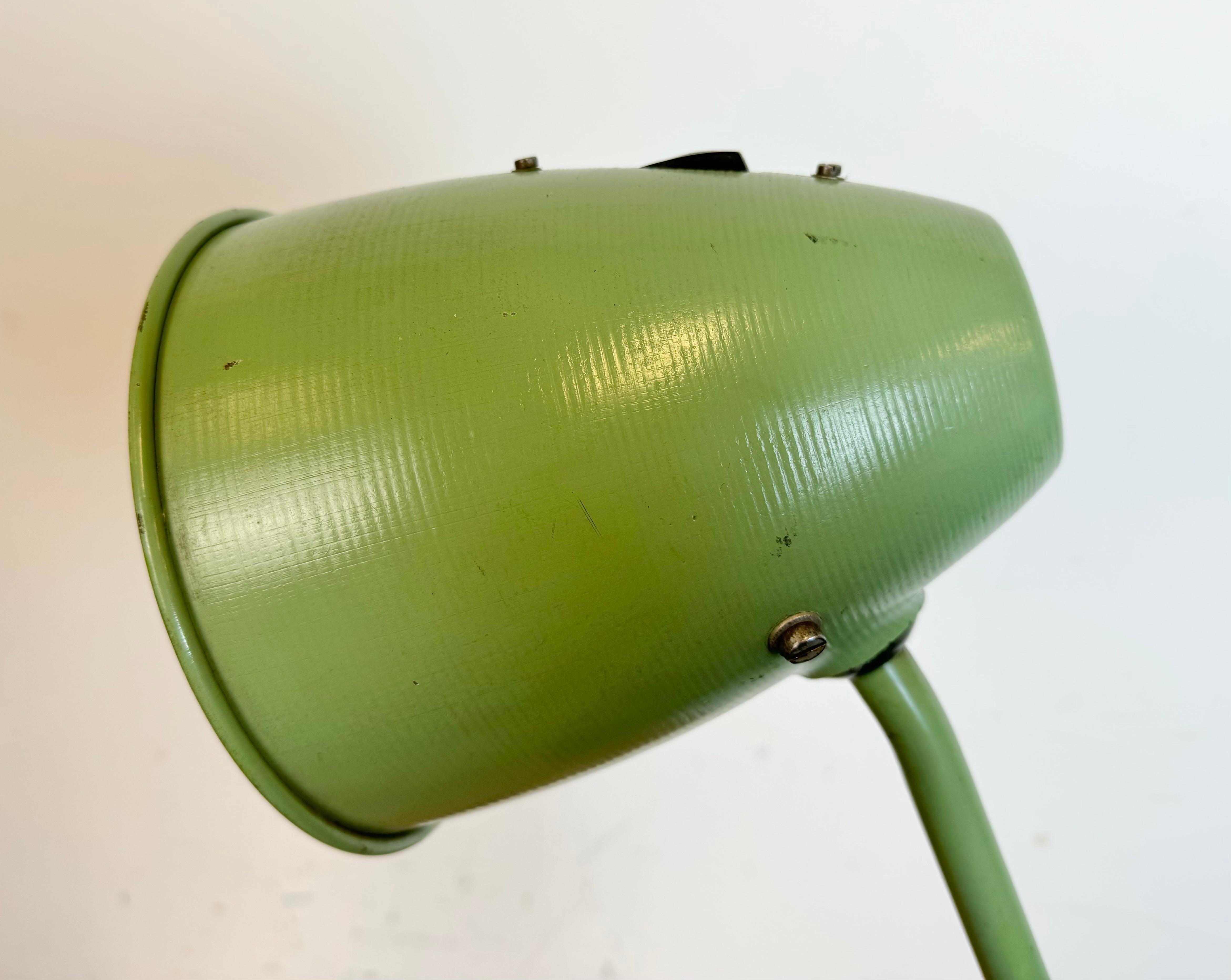 Iron Green Industrial Workshop Table Lamp, 1960s For Sale