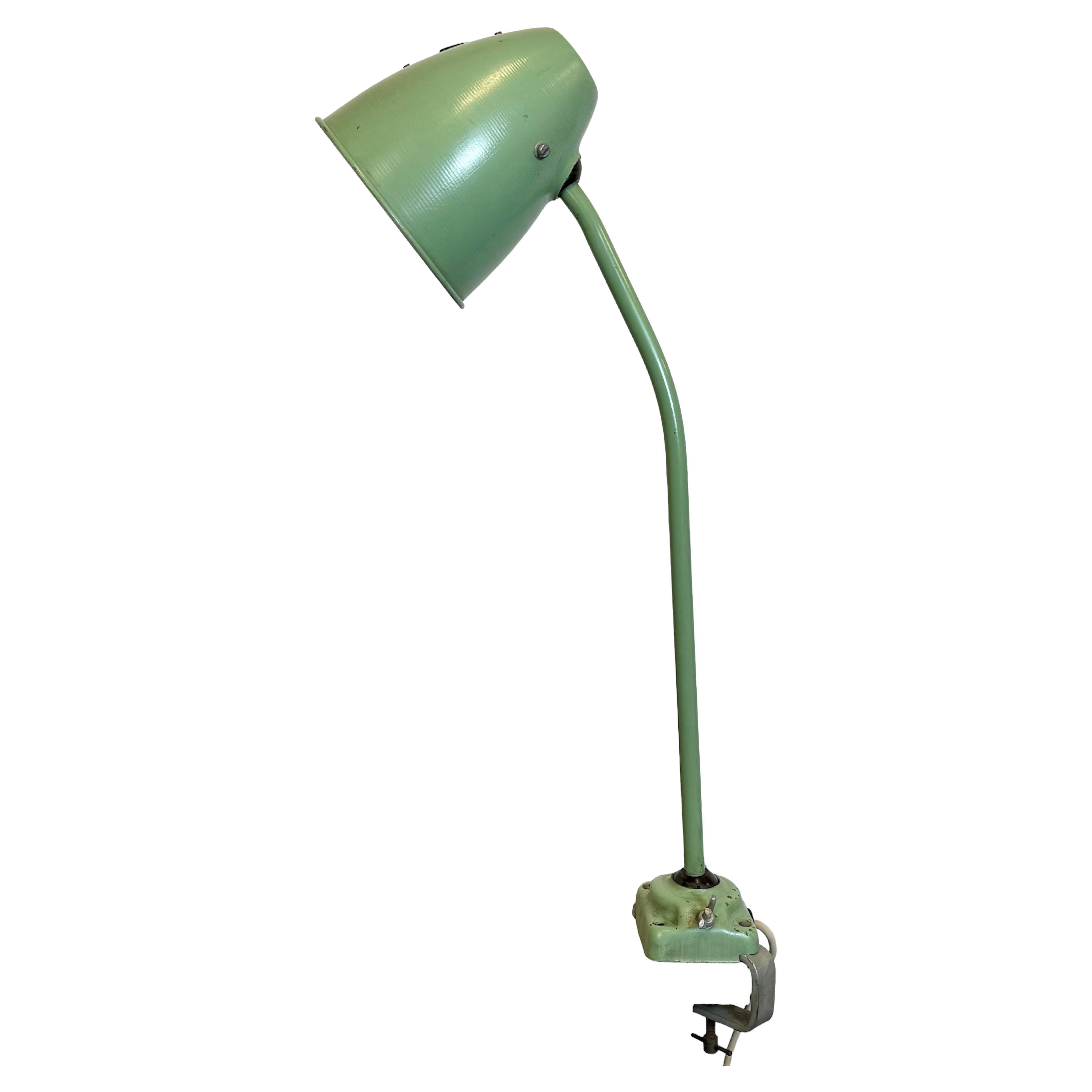 Green Industrial Workshop Table Lamp, 1960s For Sale