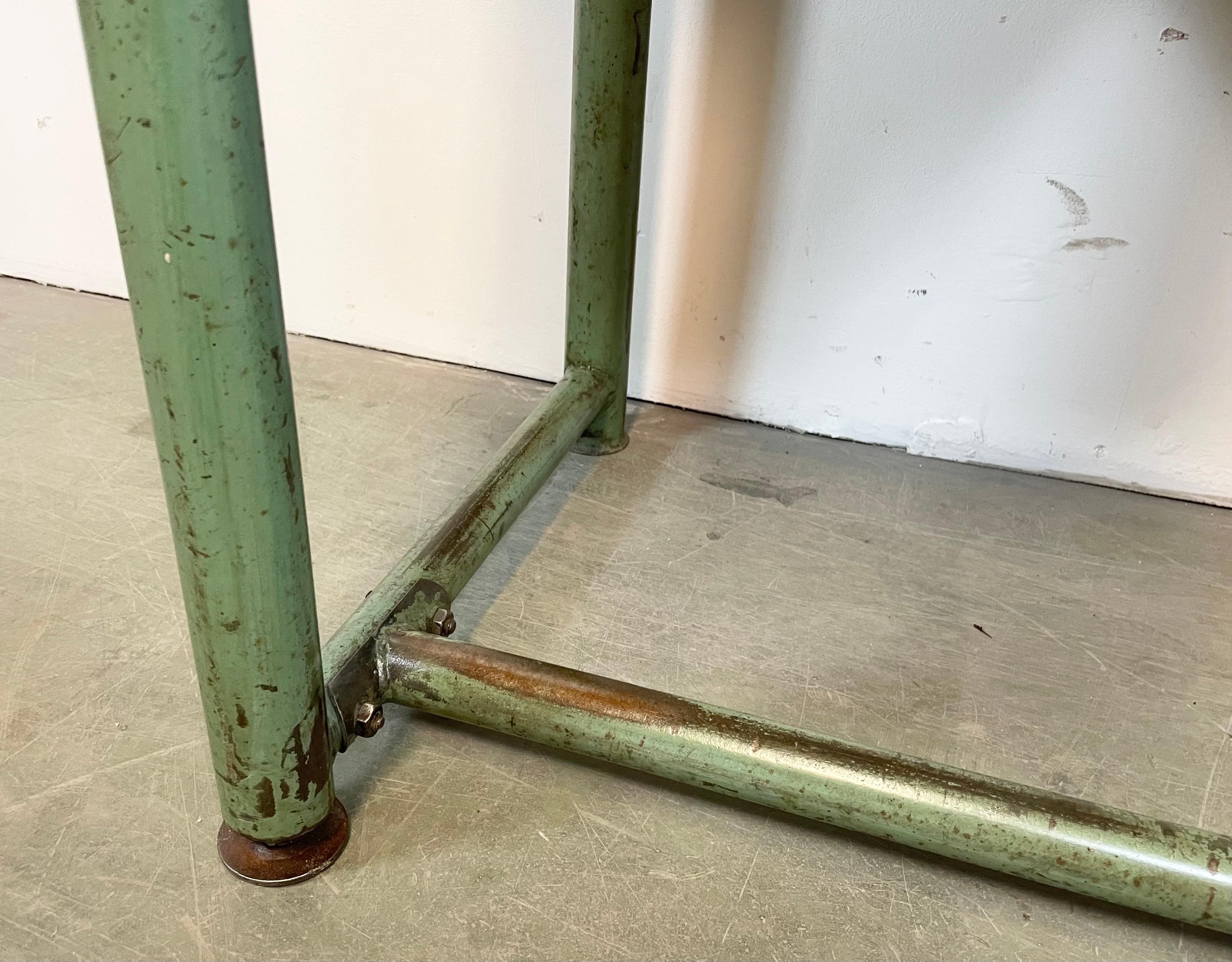Green Industrial Worktable with Two Iron Drawers, 1960s For Sale 5