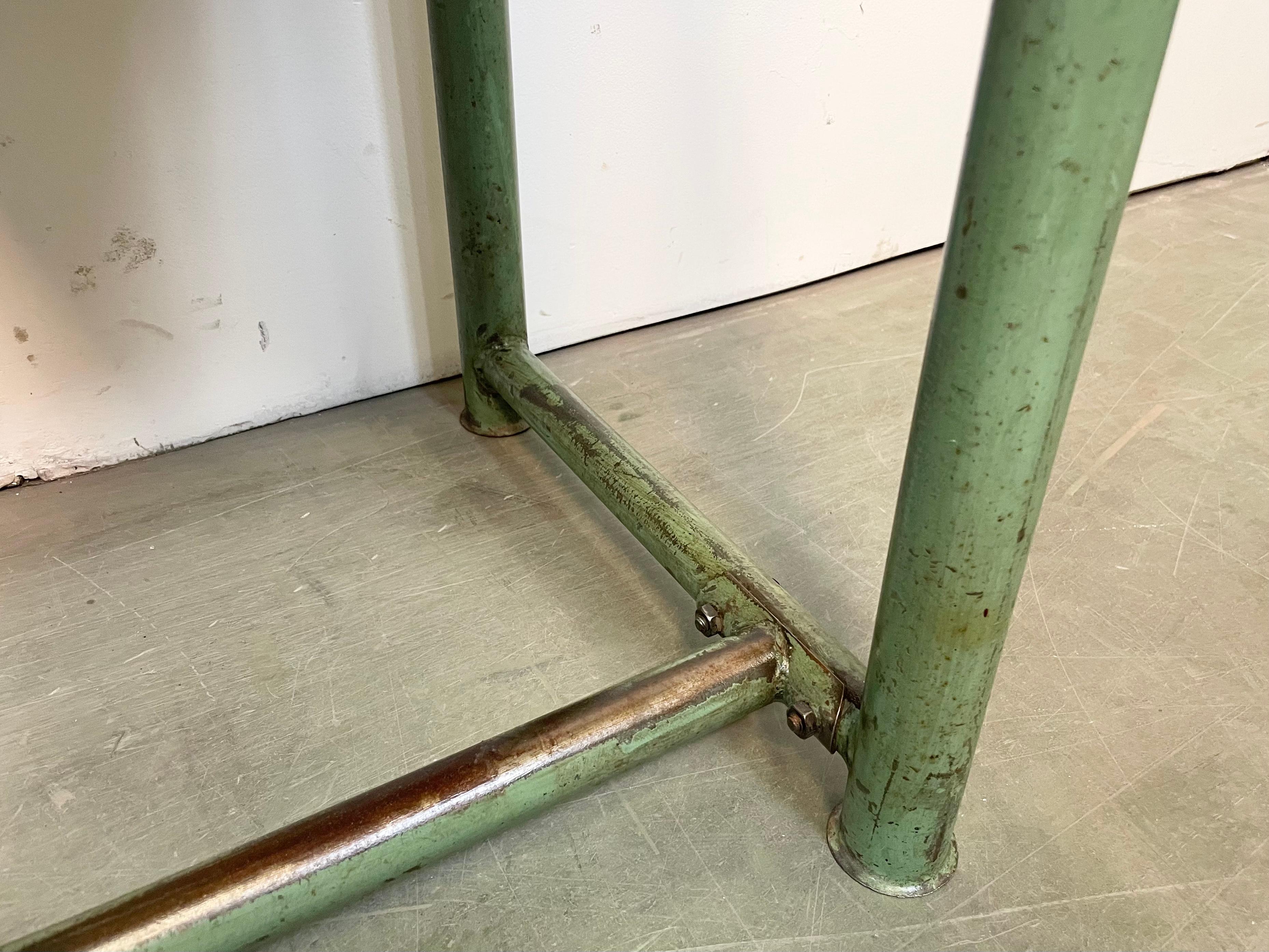 Green Industrial Worktable with Two Iron Drawers, 1960s For Sale 6