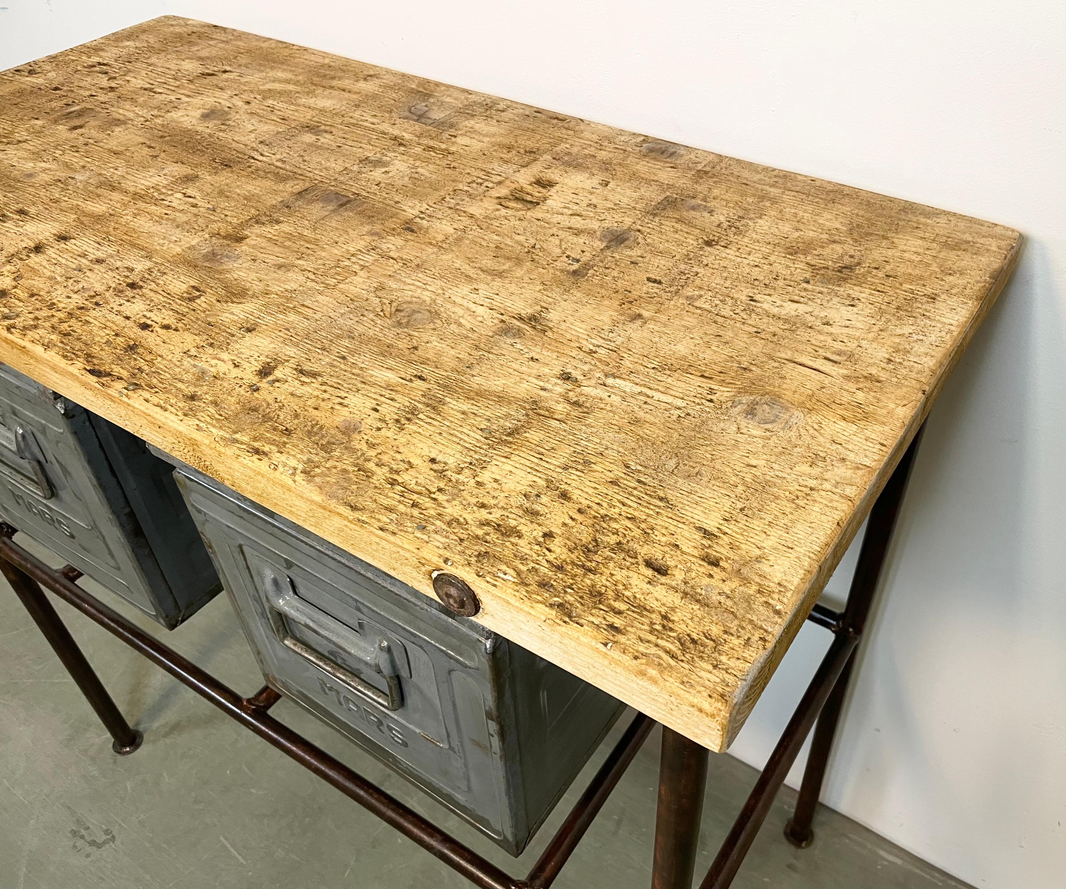 Industrial Worktable with Two Iron Drawers, 1960s For Sale 6