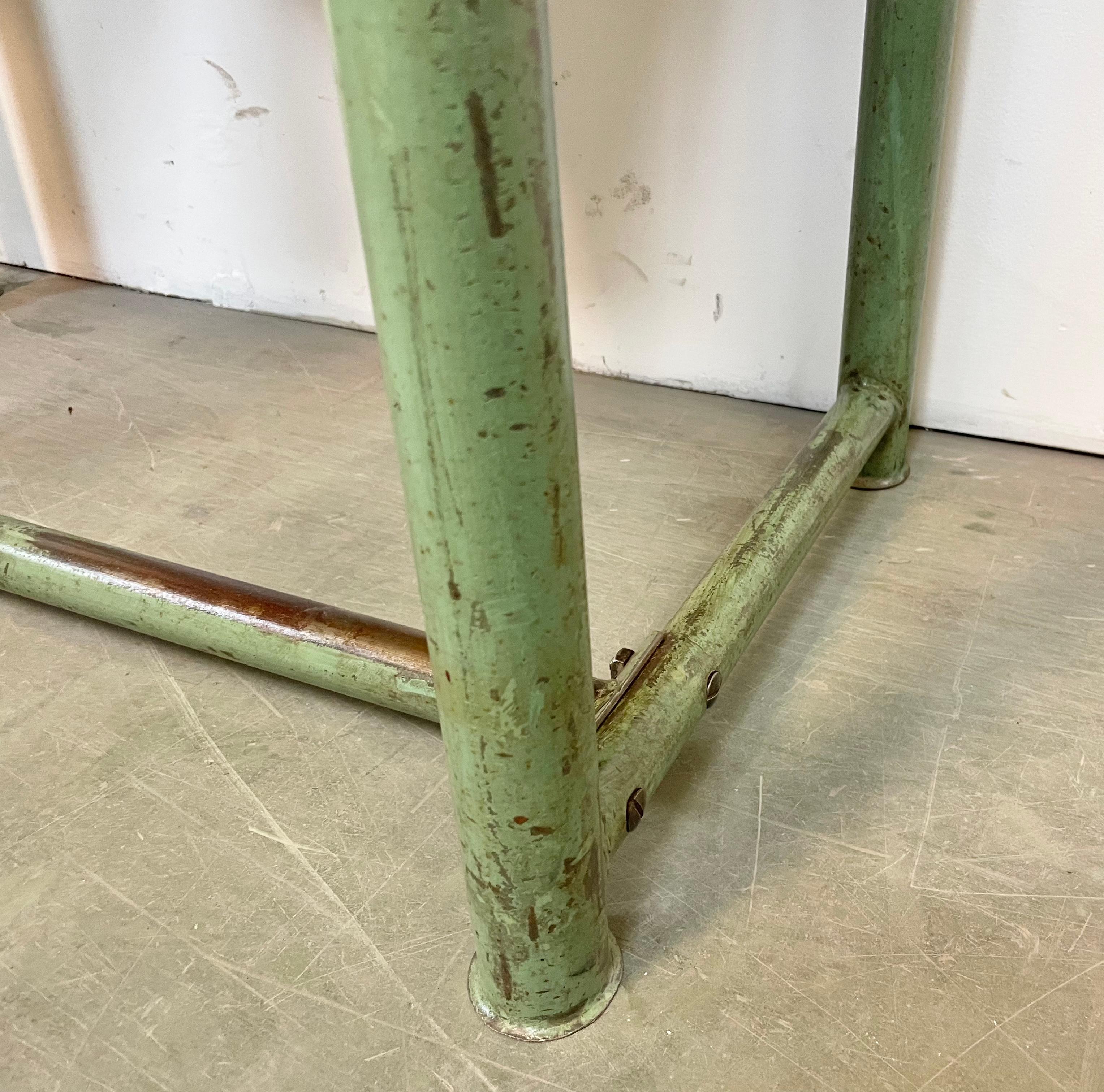 Green Industrial Worktable with Two Iron Drawers, 1960s For Sale 8