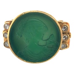 Green Intaglio Ring 18K Yellow Gold