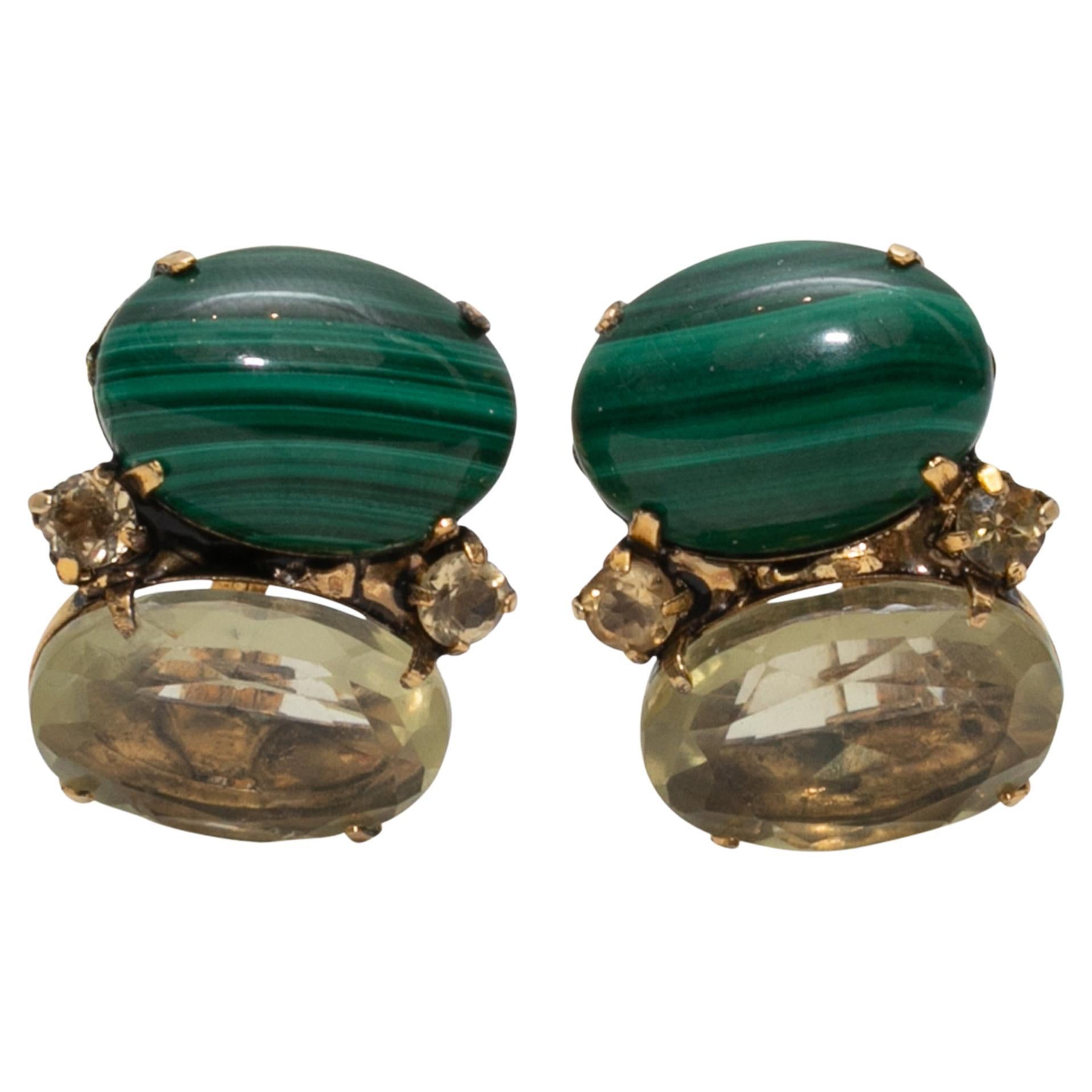 Green Iradj Moini Malachite & Quartz Earrings