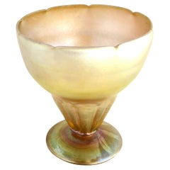 Composta di vetro verde iridescente di Tiffany firmata "Nash" circa 1920