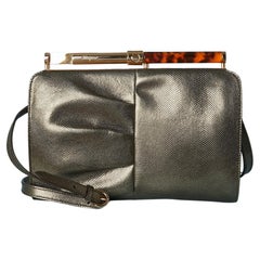 Green iridescent lezard pattern leather bag (or clutch) Salvatore Ferragamo 