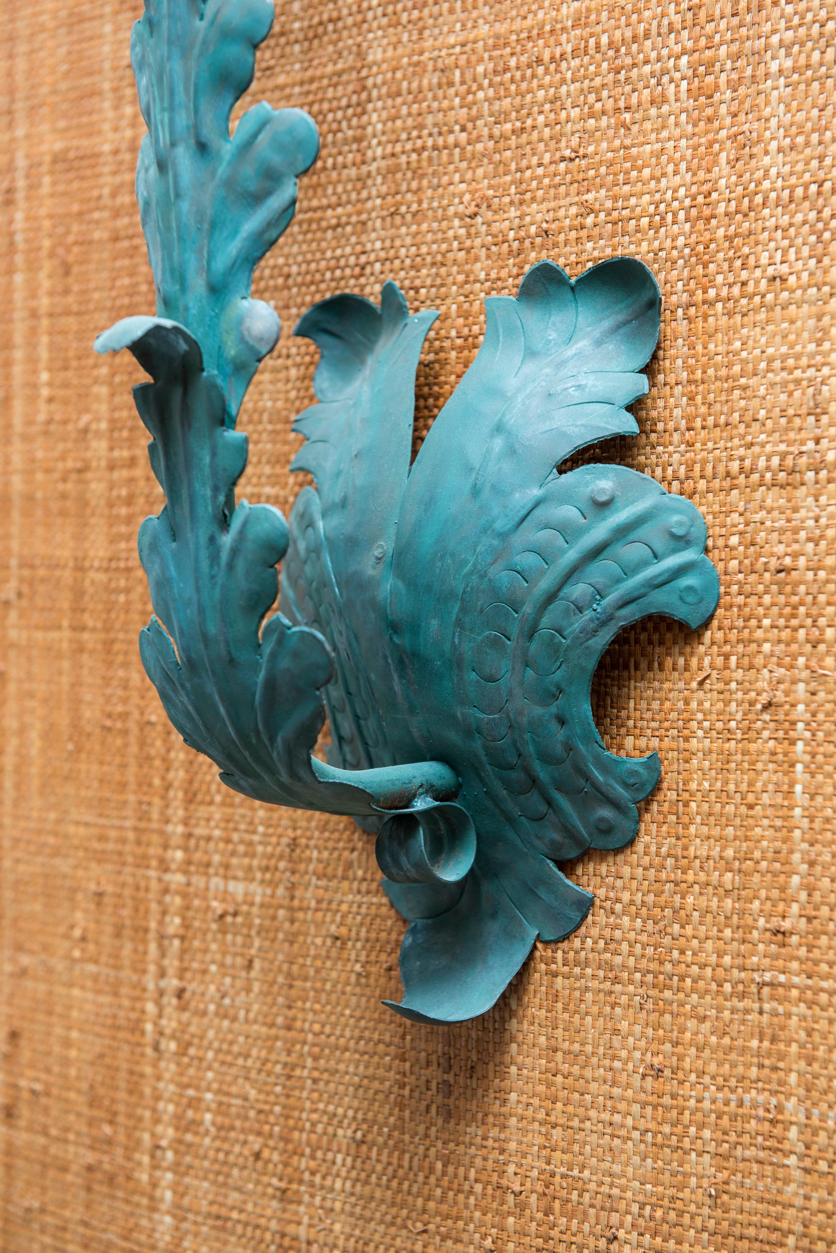 Late 20th Century Green Iron Sconce For Sale