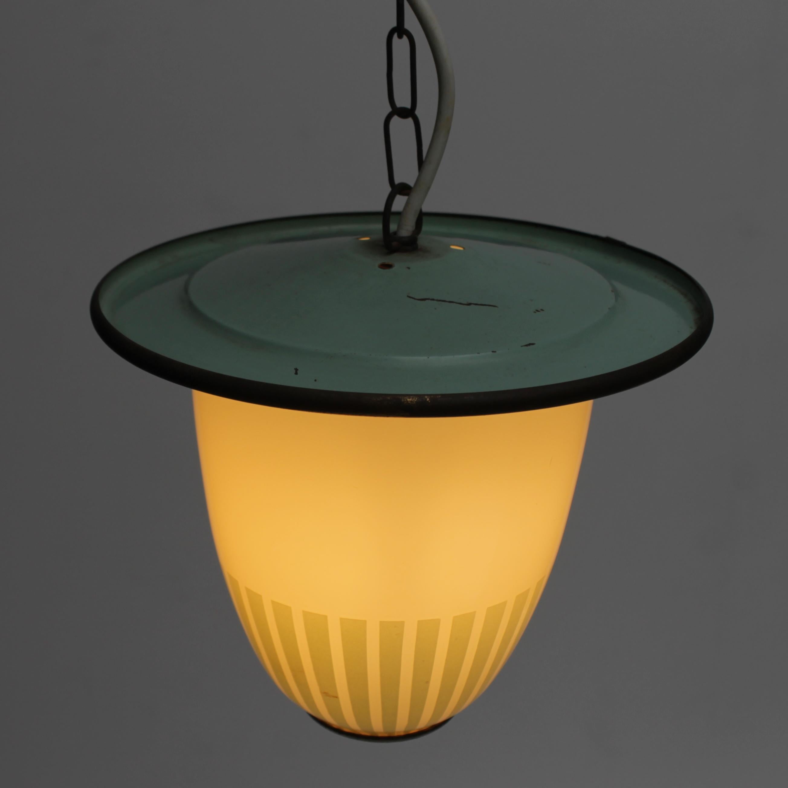 Mid-20th Century Green Italian Acorn Lantern