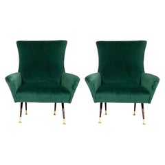 Green Italian Armchairs in the Manner of Zanuso