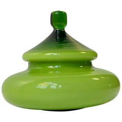 Green Italian Cased Glass Trinket by Empoli, 1960s