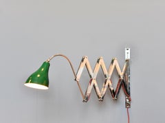Green Italian Chrome Scissor Lamp Circa 1950s