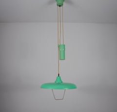 Green Italian Counterweight Pendant Lamp, 1950s