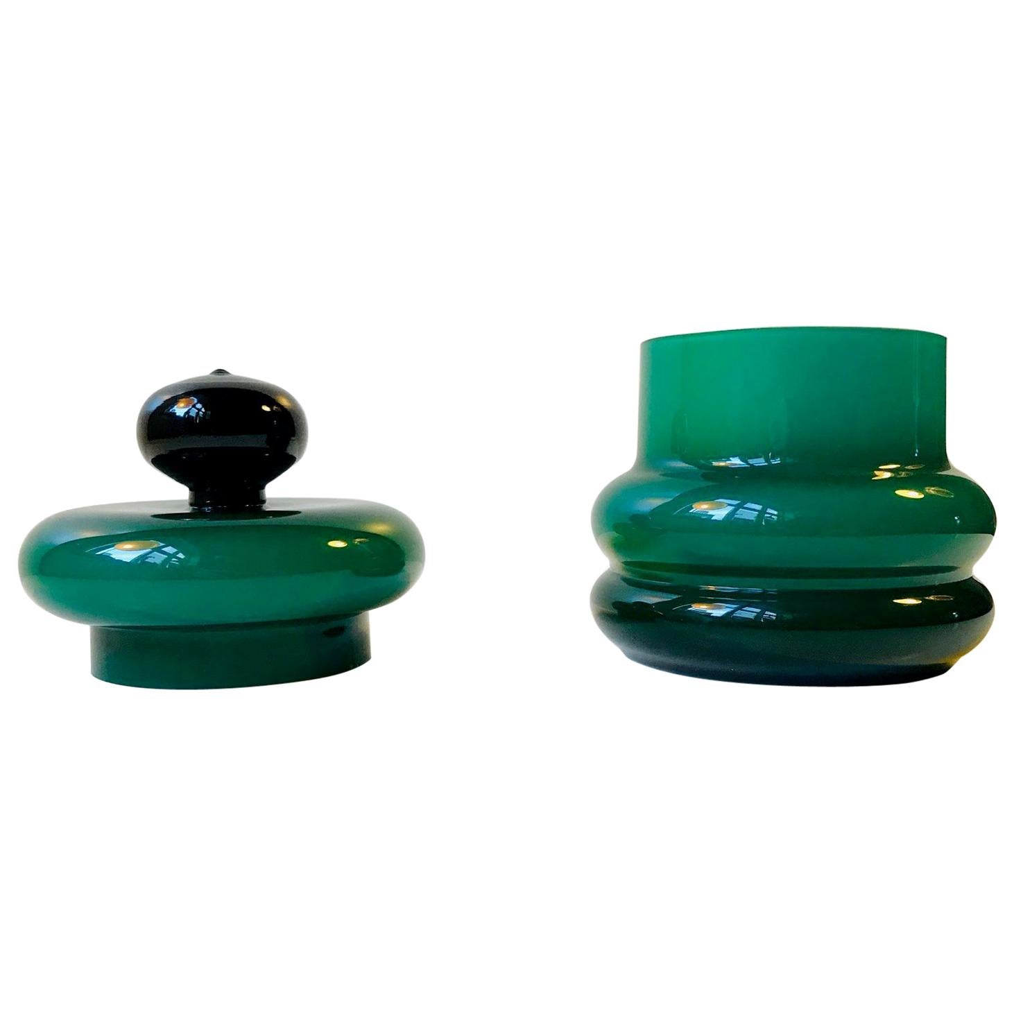 Green Italian Glass Jar by Empoli, 1960s