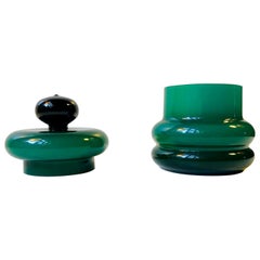 Green Italian Glass Jar by Empoli, 1960s