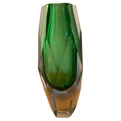 Green Italian Vase, Sommerso Murano Glass Flavio Poli for ALESSANDRO MANDRUZZATO