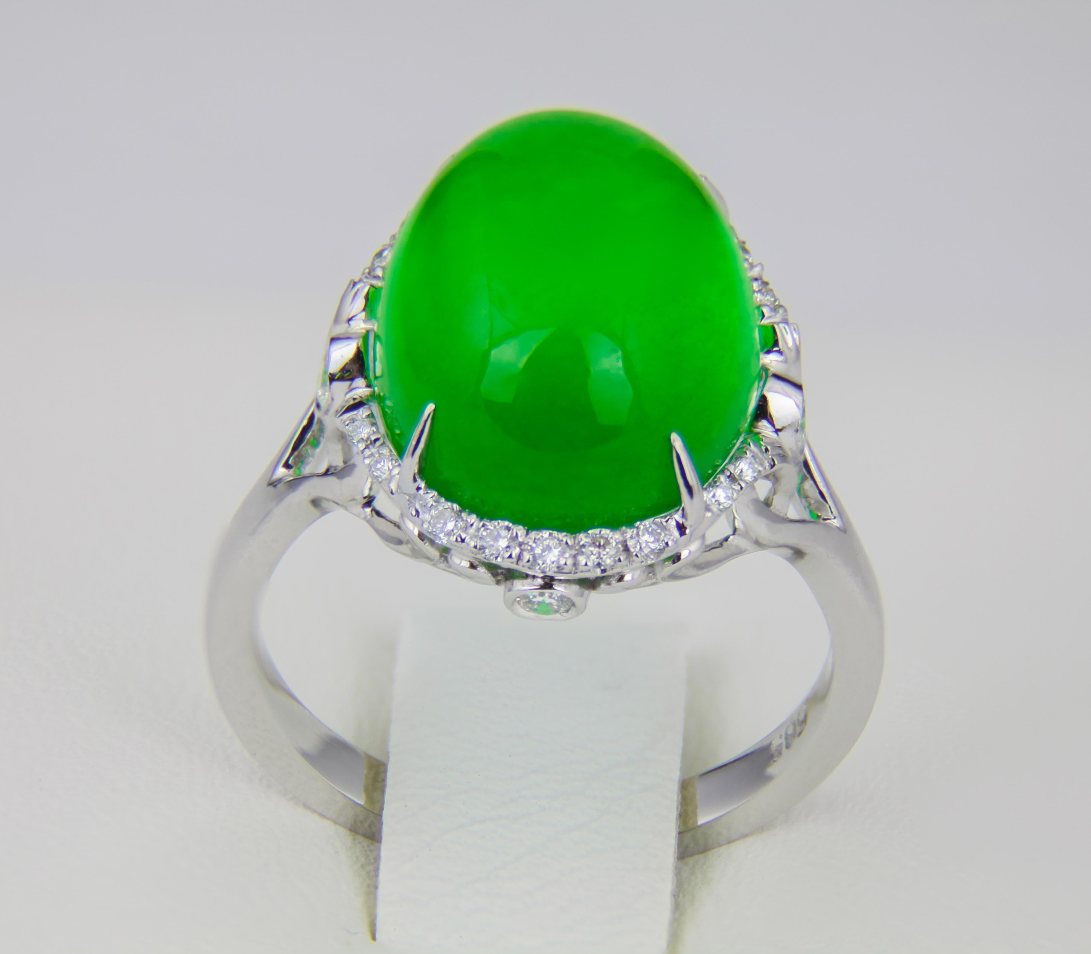 Green jade 14k gold ring 2