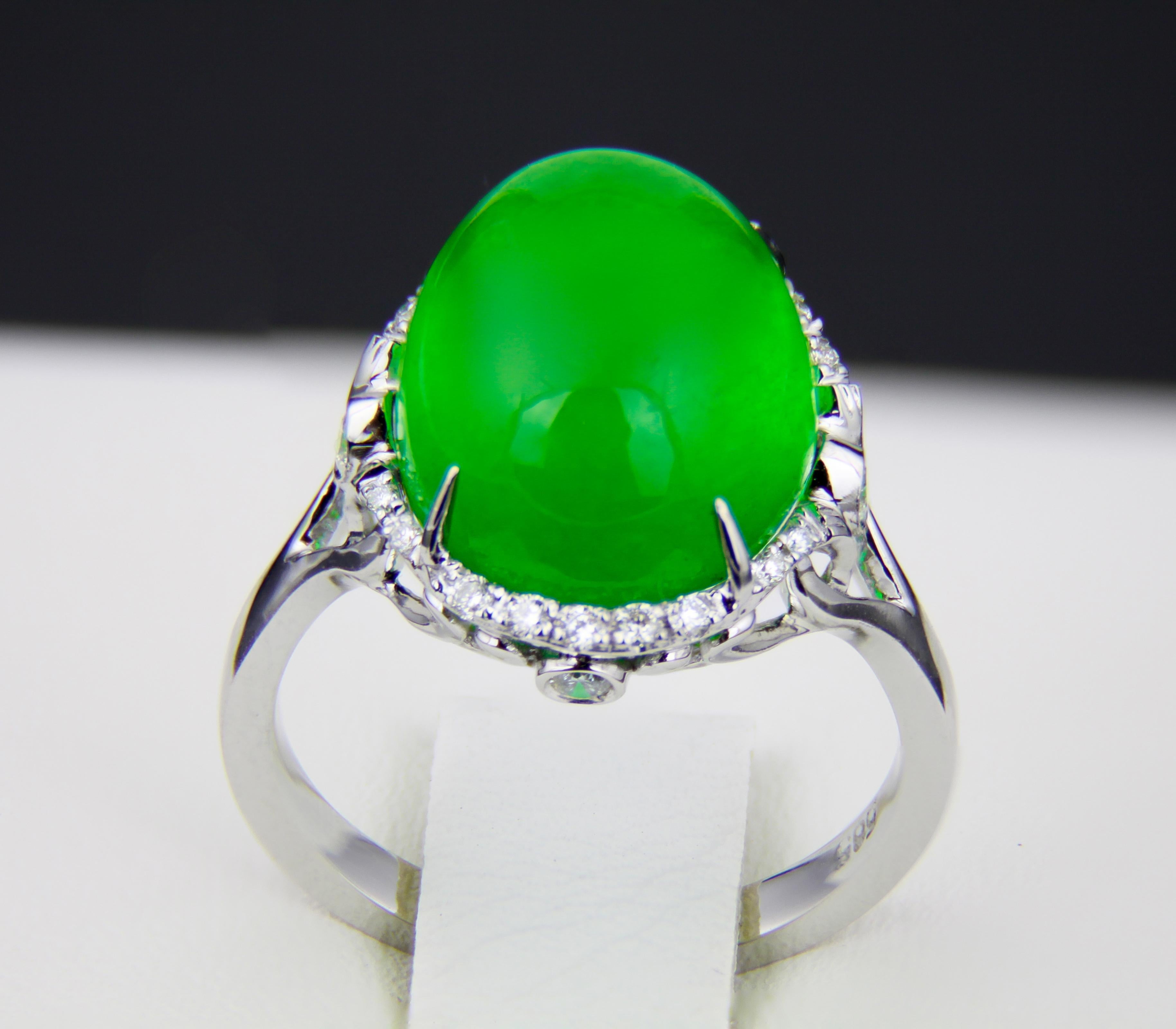 Green jade 14k gold ring 3