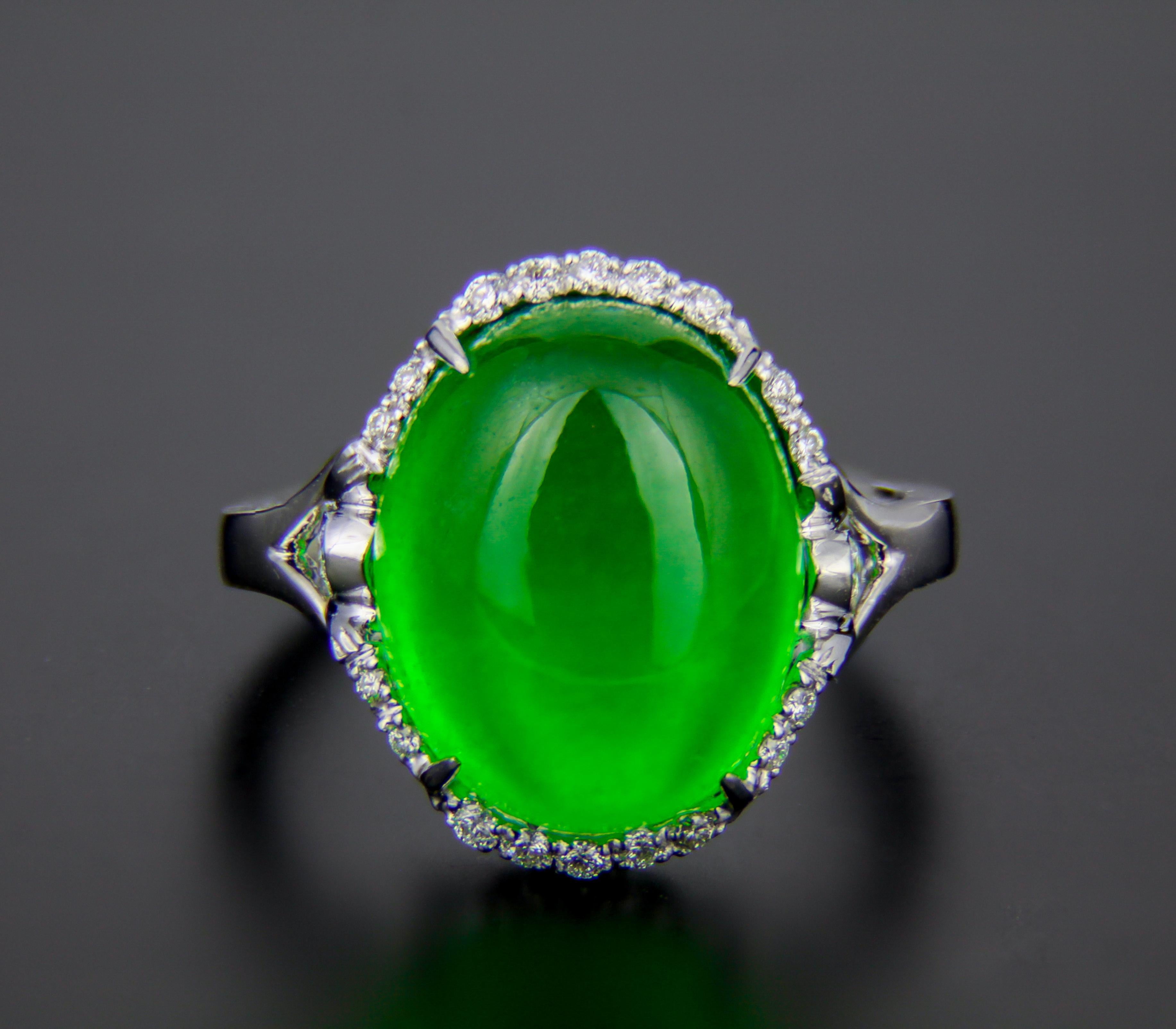 Green jade 14k gold ring 6