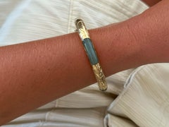 Green Jade Bangle 14k Yellow Gold