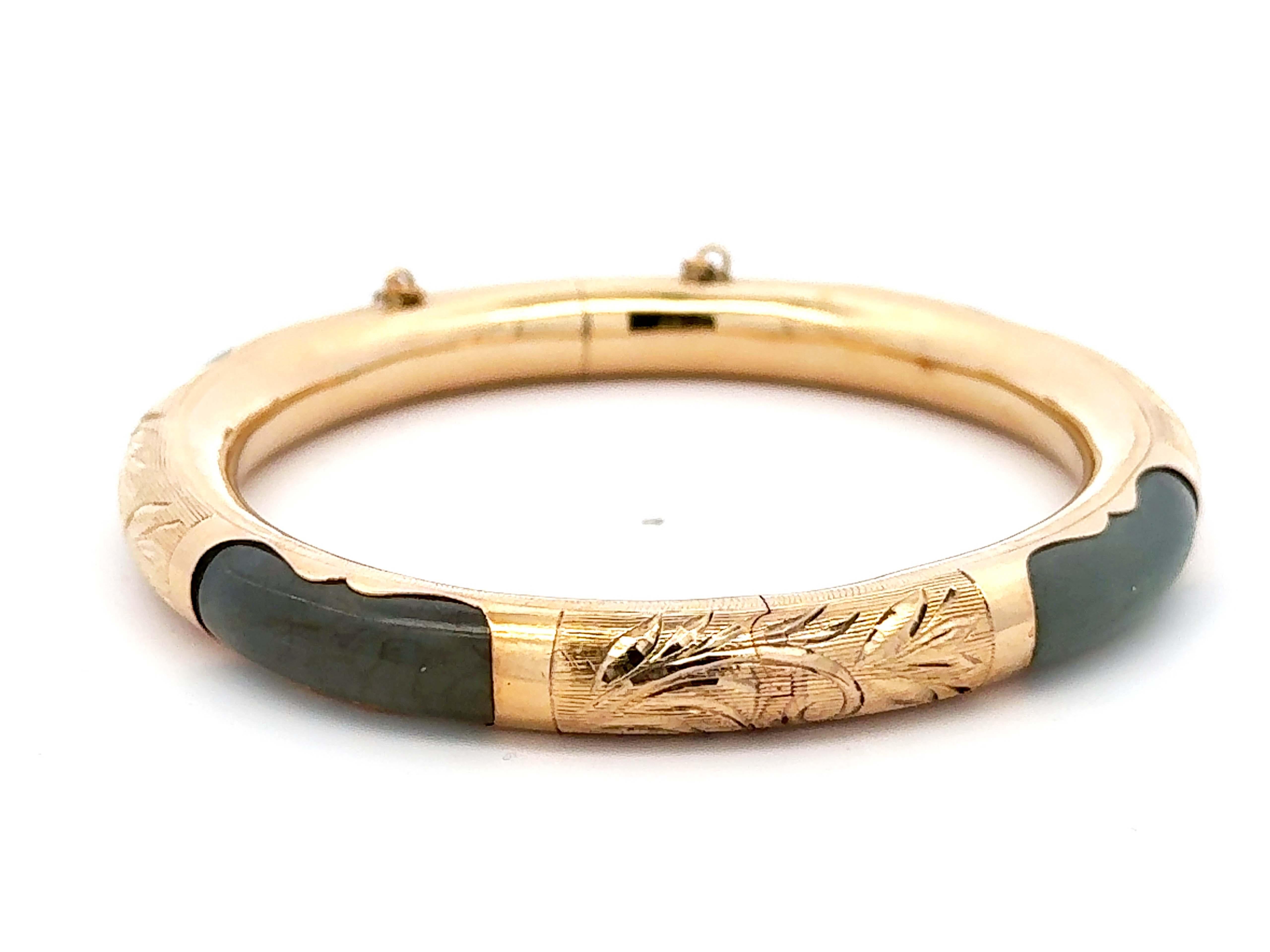 jade and gold bangle bracelet