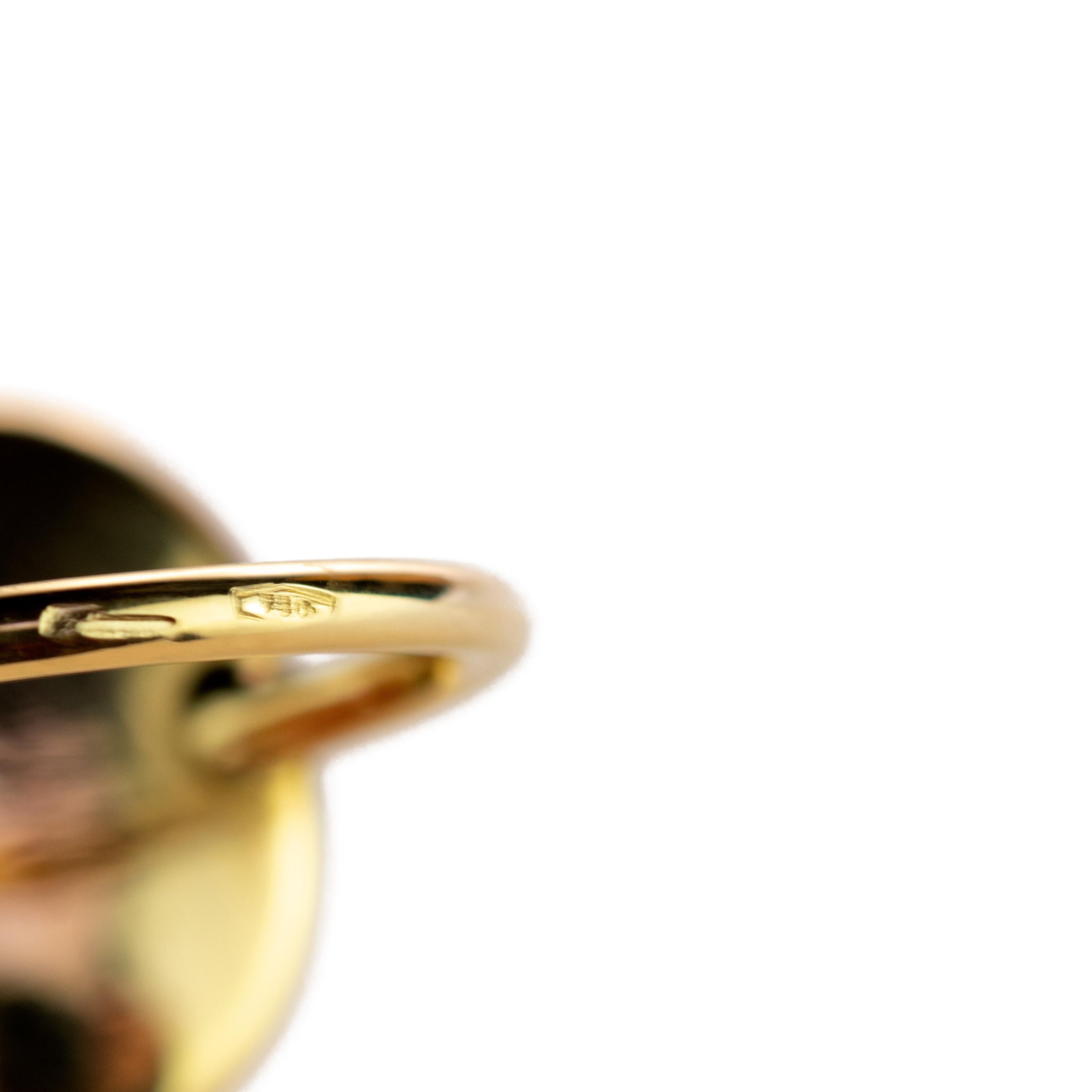 Grüner grüner Jade Central Oval Cabochon 18 Karat Gold Nord Süd Boho Cocktail-Ring im Zustand „Neu“ im Angebot in Milano, IT