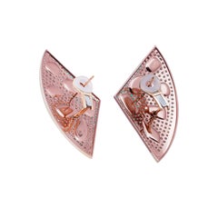 Green Jade & Emerald & Fancy Color Diamond Fan Earrings, 18K Gold, Austy Lee