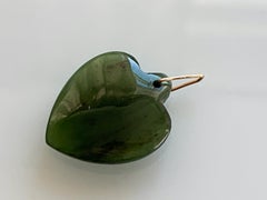 Green Jade Heart with 9ct Hallmarked Bail