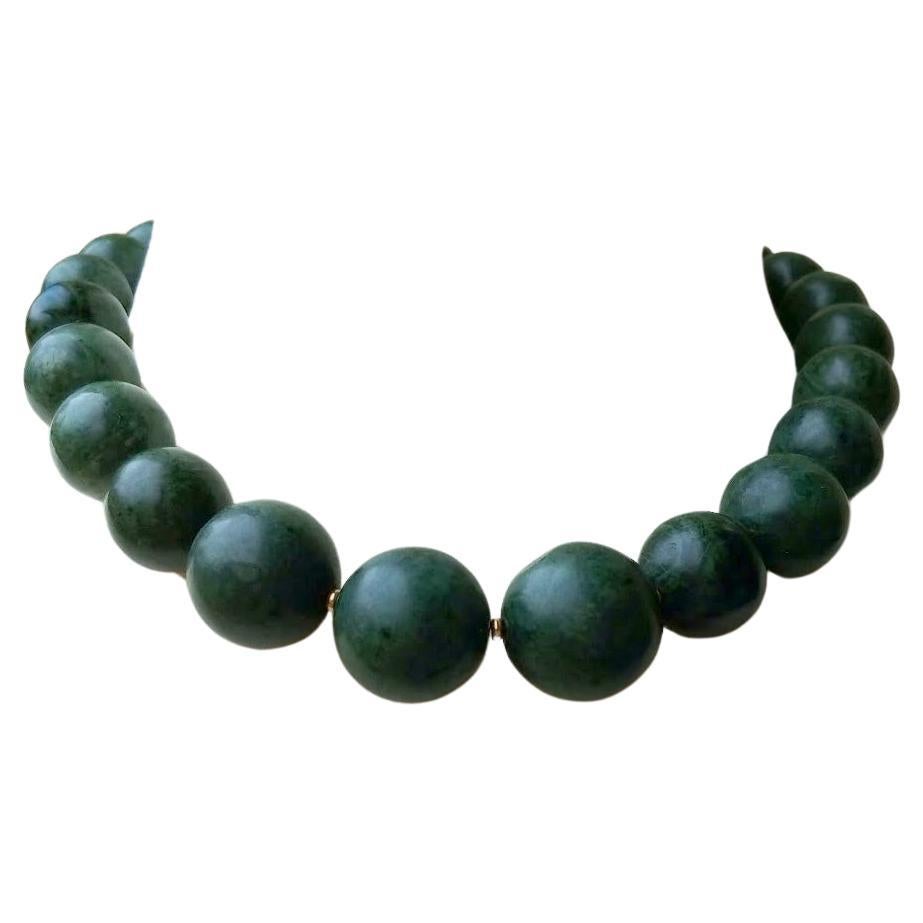 Green Jade Necklace, Eastern Pamir Nephrite For Sale