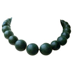 Used Green Jade Necklace, Eastern Pamir Nephrite