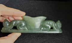 Green Jade Paperweight with Water Dropper, 19th Century
