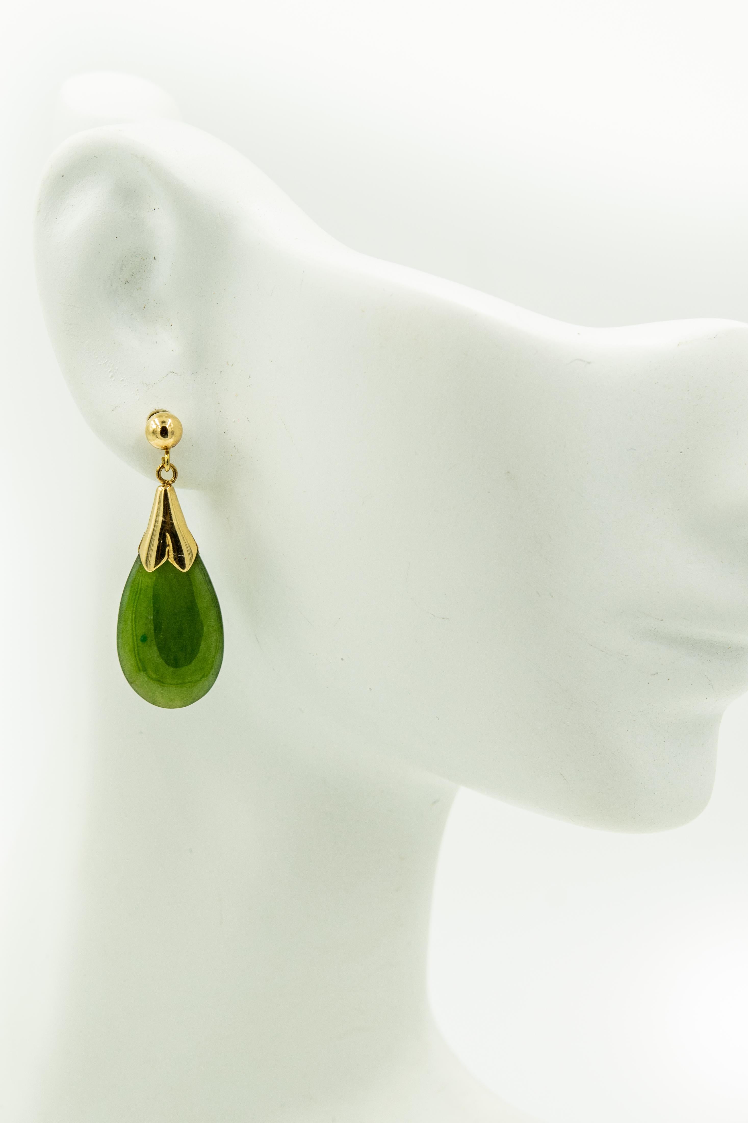 green teardrop earrings