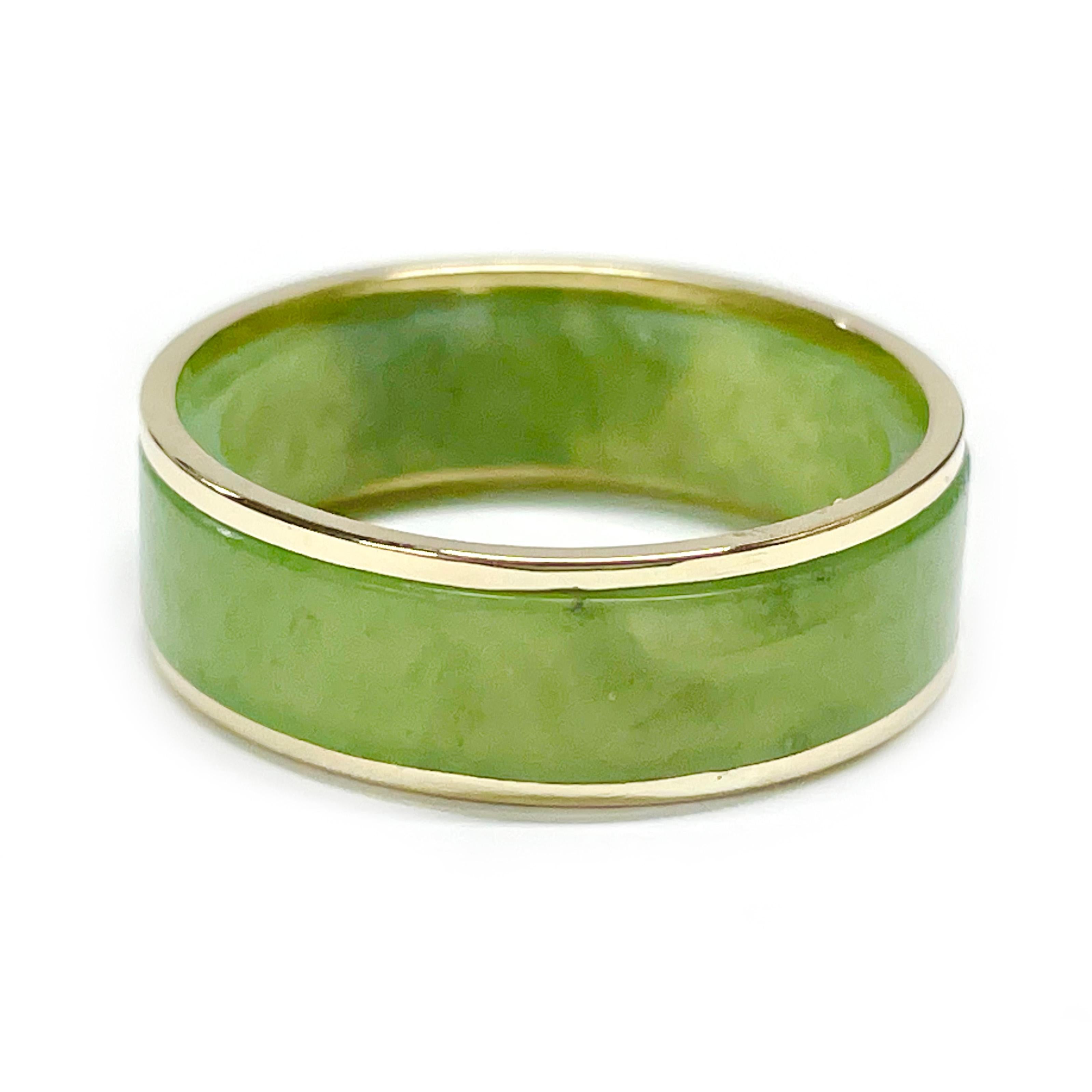 Contemporary Green Jade Two-Part Gold Ring For Sale