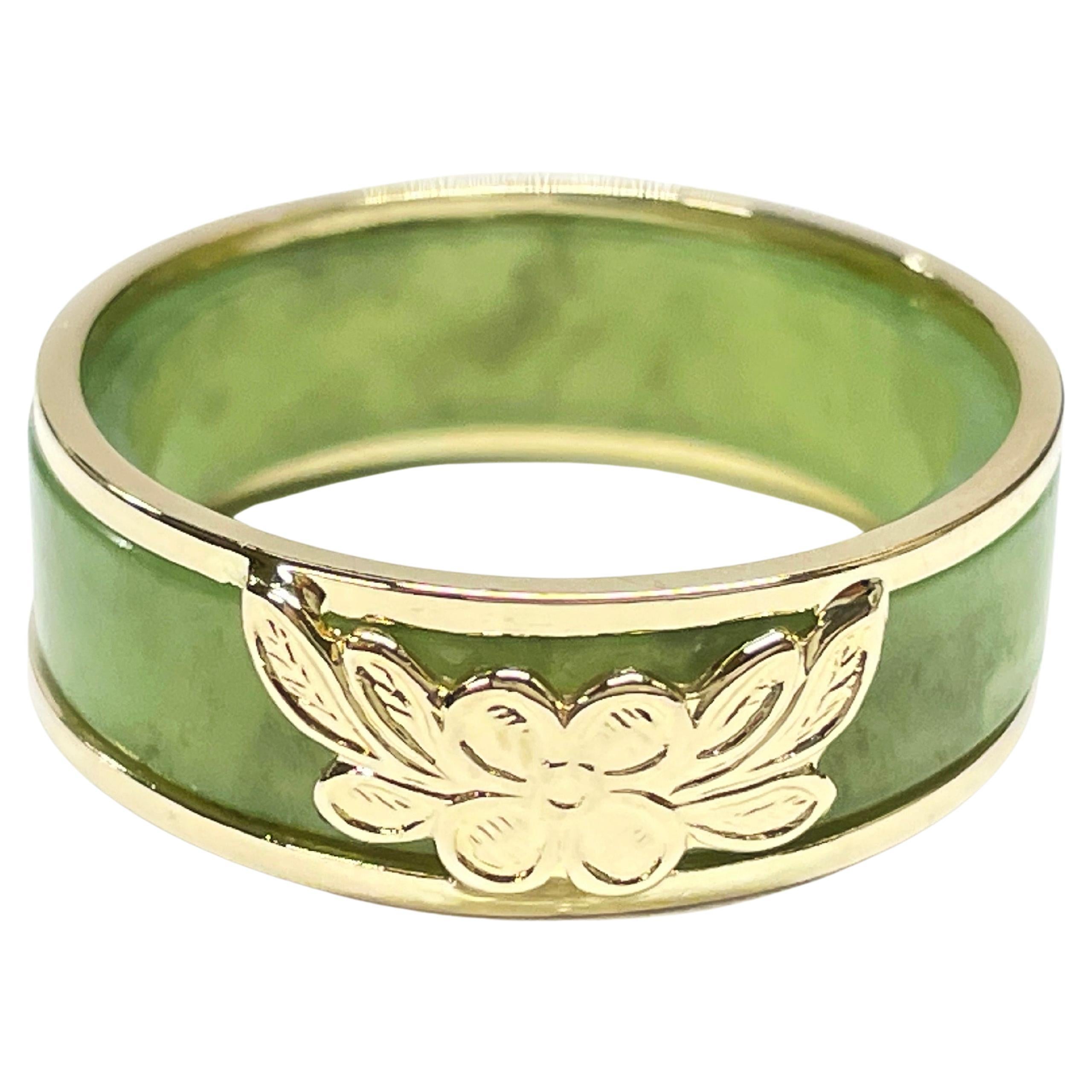 Green Jade Two-Part Gold Ring