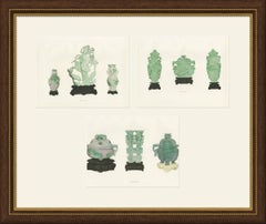 Green Jade Vases and Incense Burners, Three Kien-lung Plates, 1911