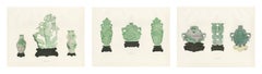 Green Jade Vases and Incense Burners, Three Kien-lung Plates, 1911
