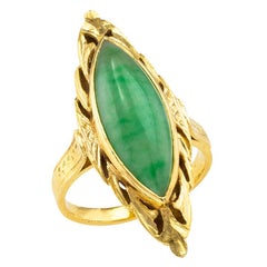 Green Jadeite 21 Karat Yellow Gold Ring