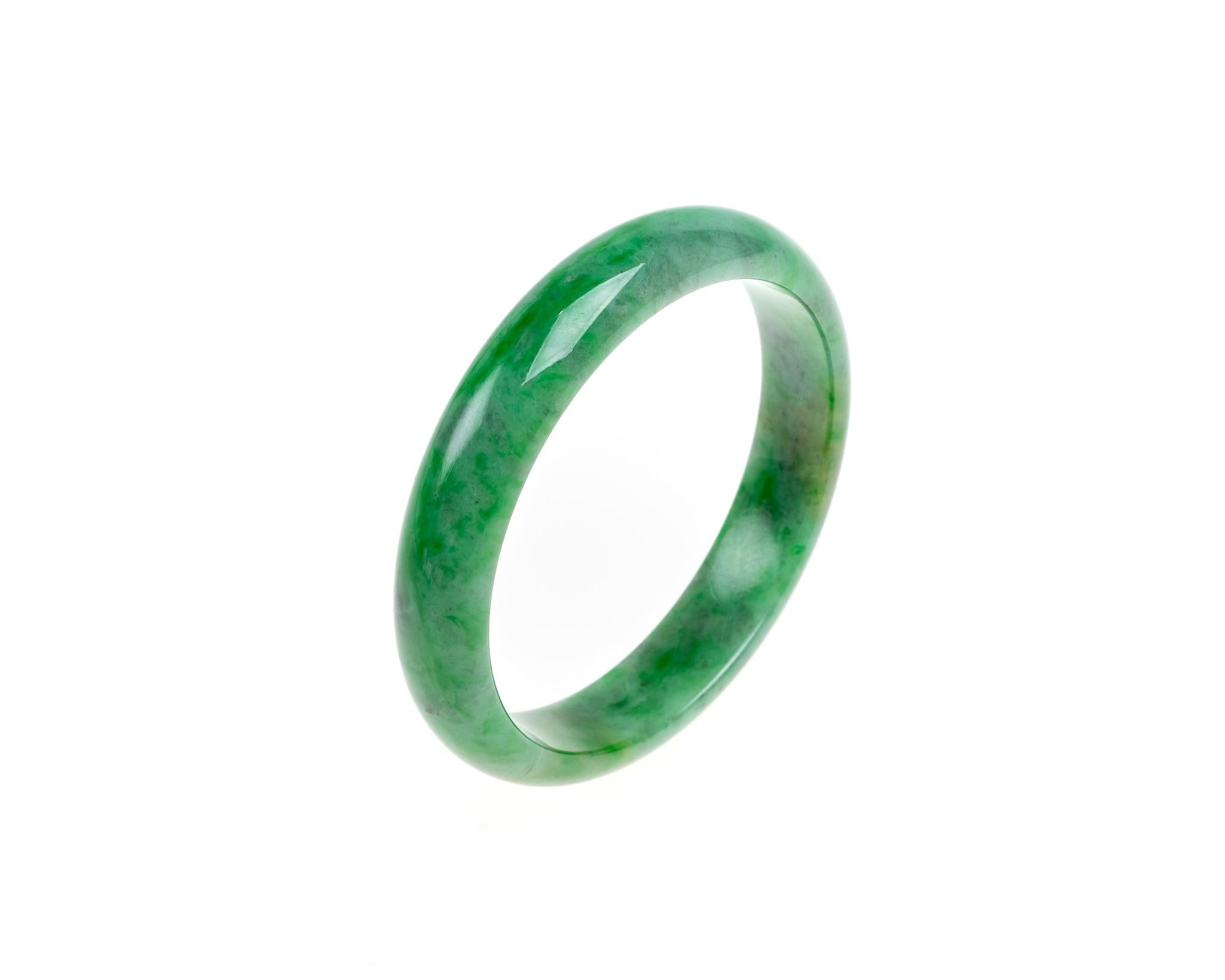 Rough Cut Green Jadeite Jade Bangle, Certified Untreated