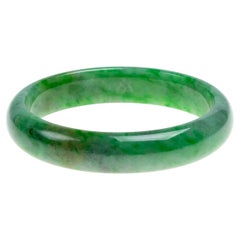 Green Jadeite Jade Bangle, Certified Untreated