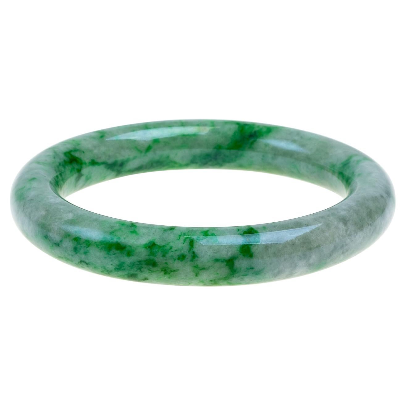 Green Jadeite Jade Bangle, Certified Untreated For Sale