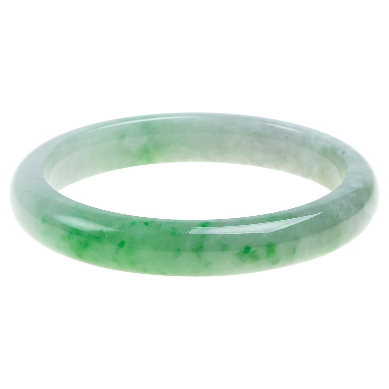 Bracelet jonc en jadéite verte certifiée non traitée