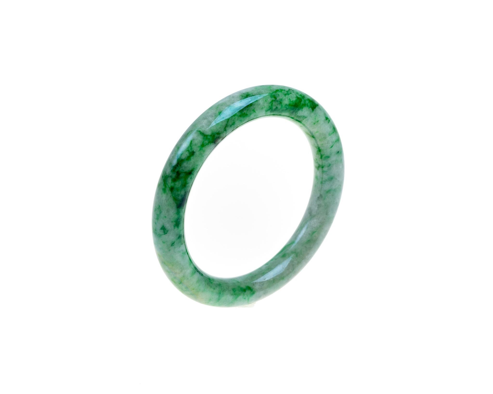 Rough Cut Green Jadeite Jade Bangle, Certified Untreated For Sale