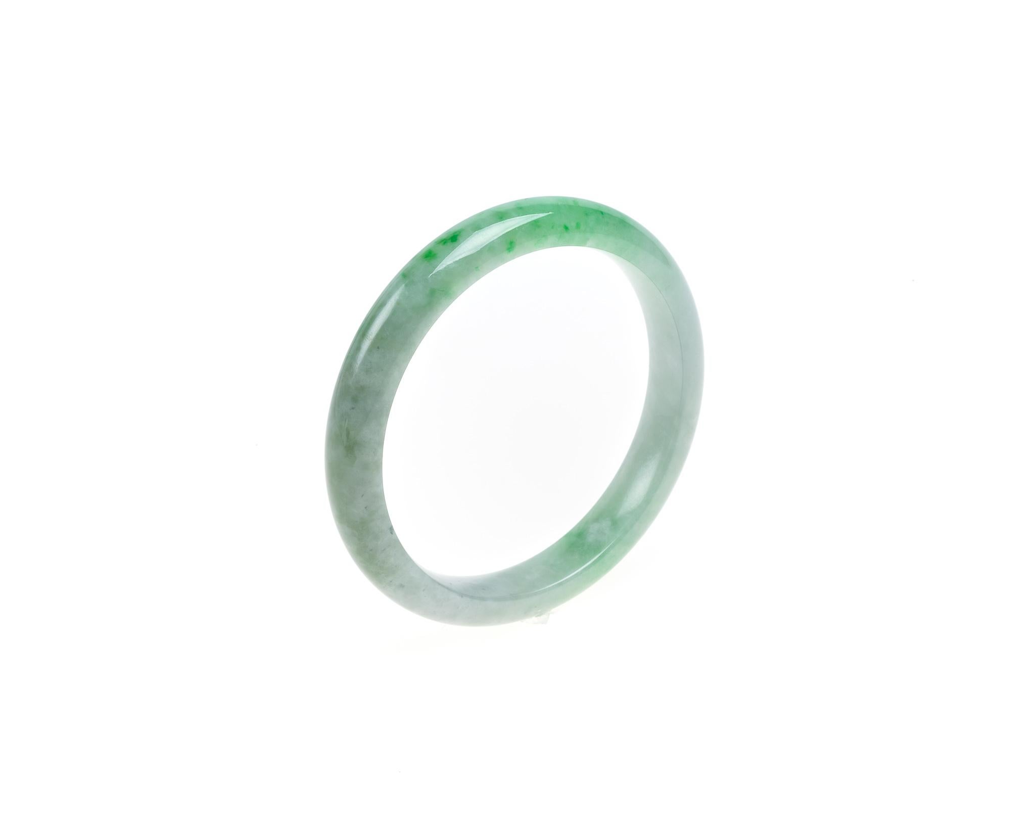 Rough Cut Green Jadeite Jade Bangle, Certified Untreated For Sale
