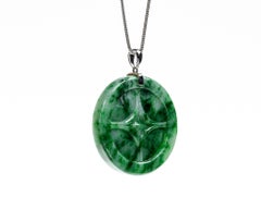 Green Jadeite Jade Coin Pendant, Certified Untreated