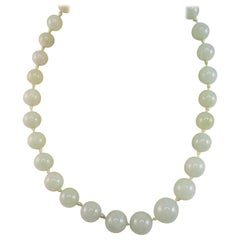 Green Jadeite Jade Graduated Single Strand Necklace 14k Gold Clasp GIA Report