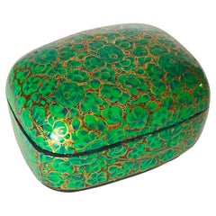 Vintage Green Indian Lacquered Box Decorative Box, 20th century