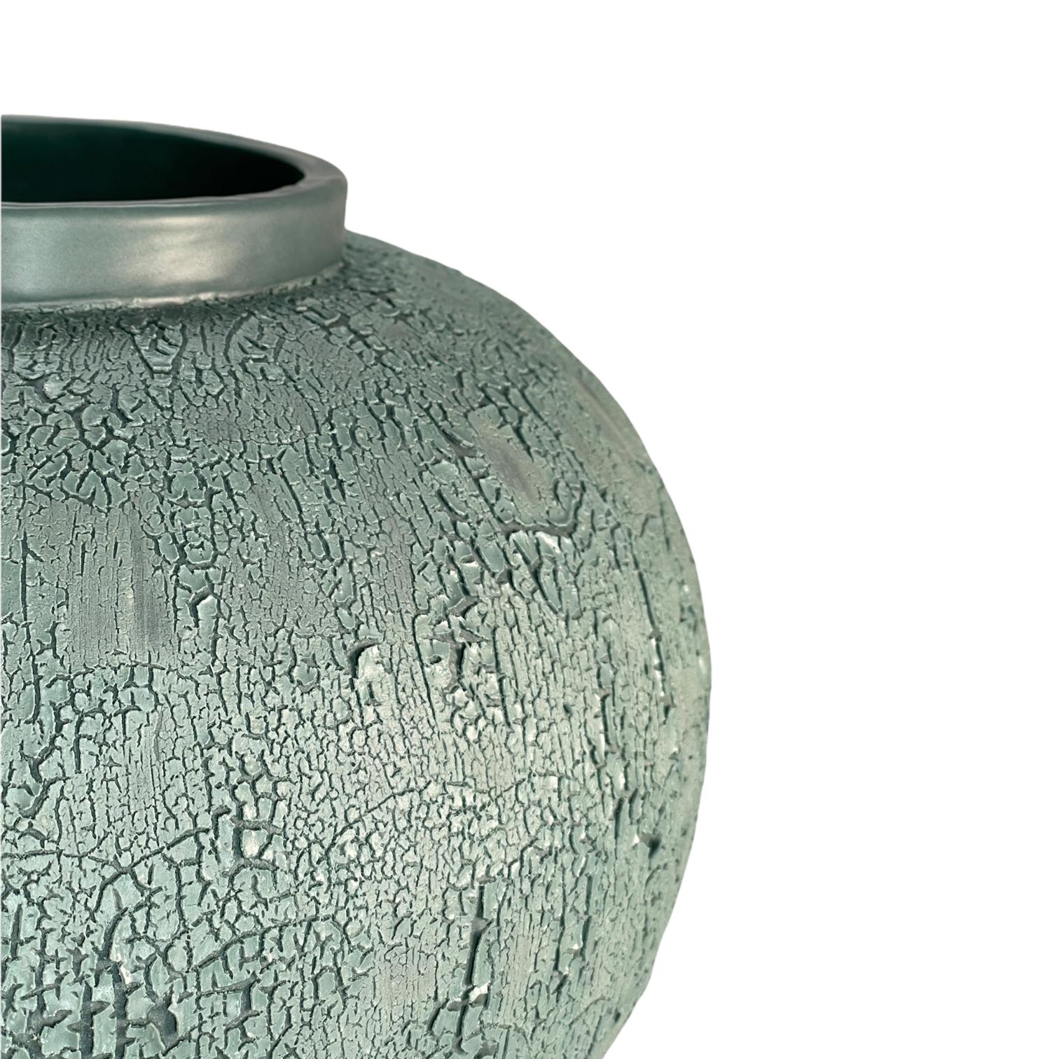 Green Jar by Estudio Guerrero, Glazed Ceramic and White Metal In New Condition In Guadalajara, Jalisco