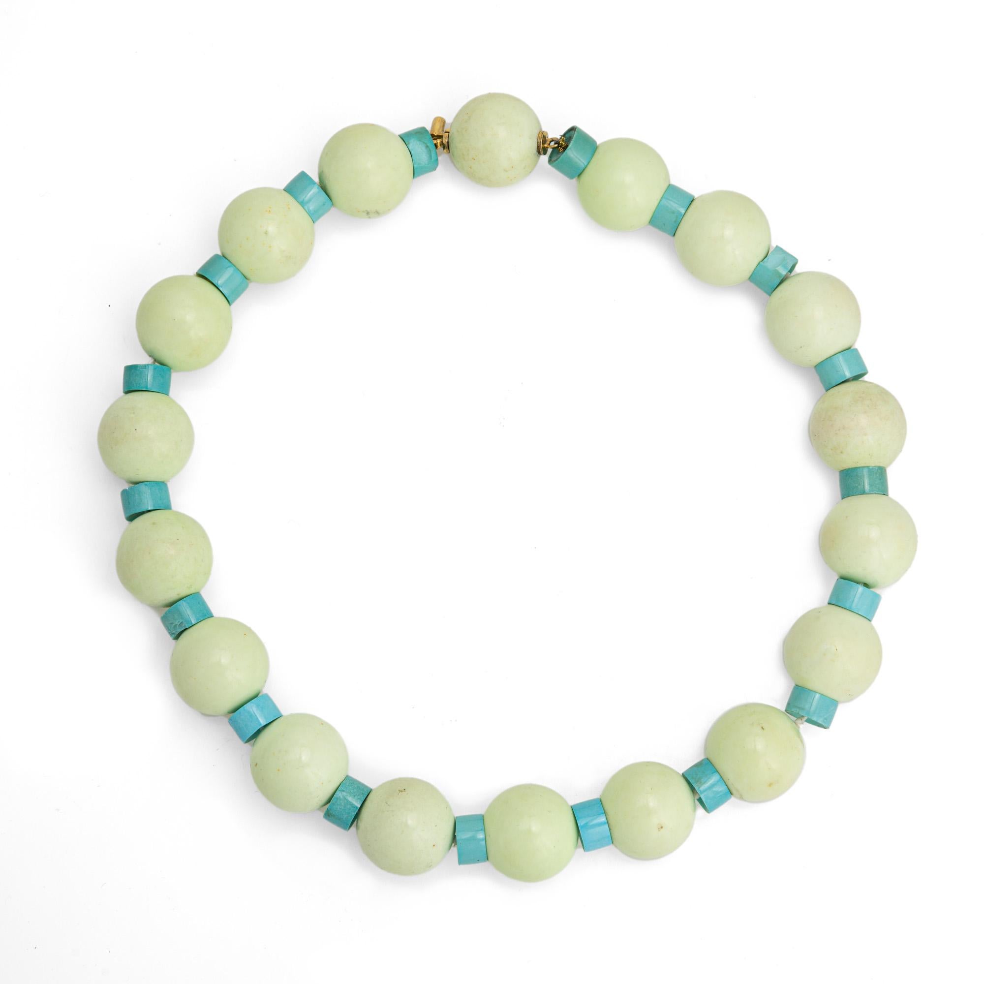 Stylish and finely detailed jasper & turquoise necklace finished with a 18k yellow gold diamond clasp.   

Jasper beads are uniform in size and measure 18mm. Turquoise rondelles measure 9mm. The jasper is in very good condition and free of cracks or