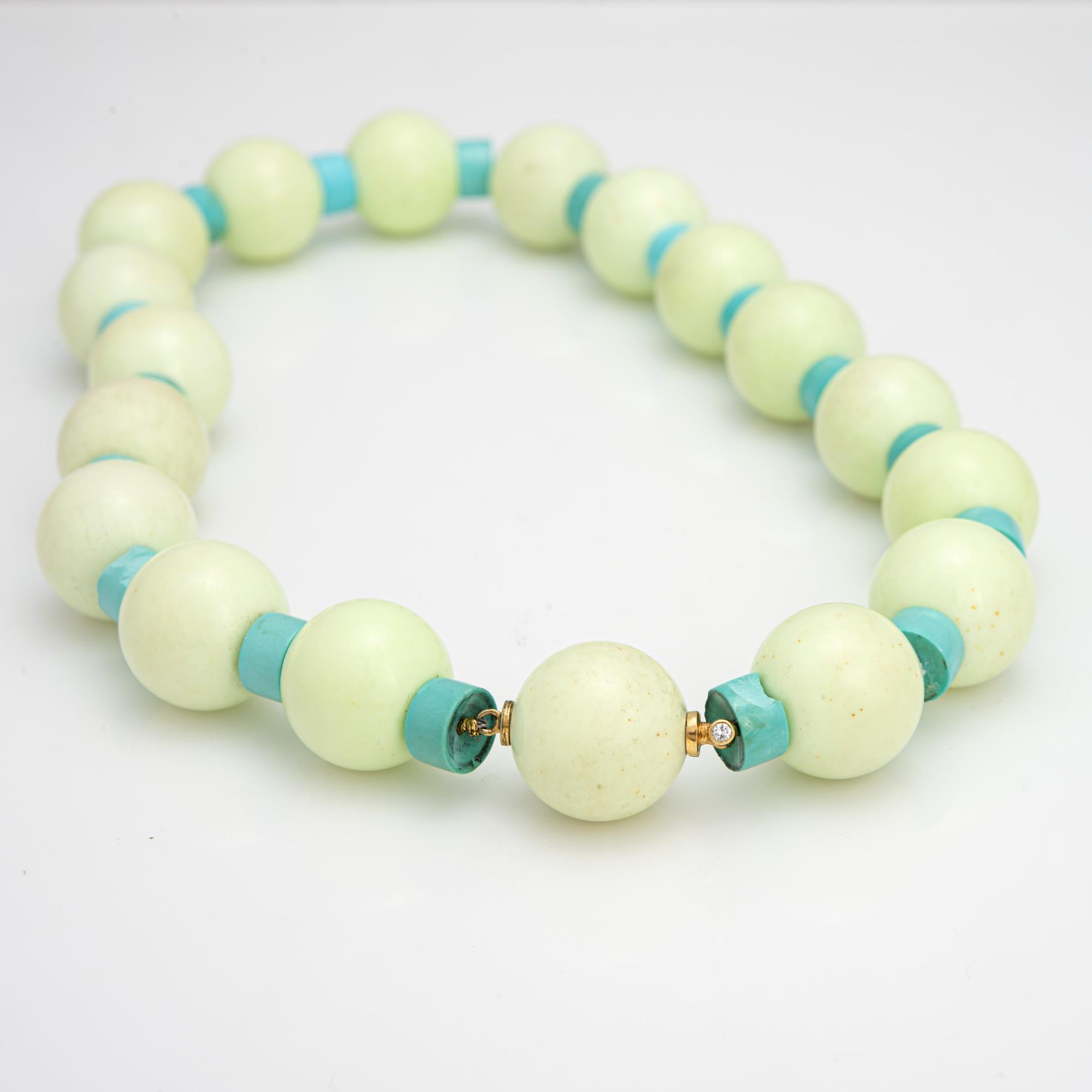 Contemporary Green Jasper Bead Turquoise Necklace 16